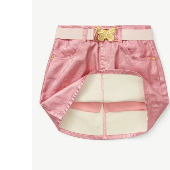 🎀Wicked x Justice Girl's Pink Shimmering Denim Skirt Skort 12yrs-14 yrs 16yrs✨ - Picture 2 of 8